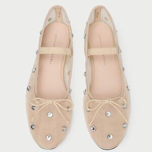 Loeffler Randall Leonie Crystal Ballet Flat Caramel 5 NEW
